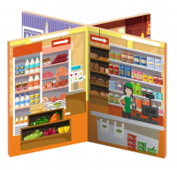 Декорация (ширма напольная) для сюжетно-ролевой игры 4 в 1 ТОРГОВЫЙ ЦЕНТР