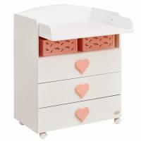 Комод пеленальный (белый+розовый)