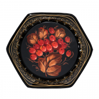 Поднос жостовский "Рябина", D=17 см