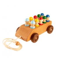 Деревянная машинка с 10 разноцветными пассажирами