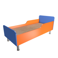 Кровать детская одноярусная на металлических ножках с бортиками 1432х632х600 мм