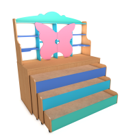 Кровать с надставкой трехъярусная (1536х690х1698 мм)