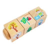 Кубики деревянные на оси «Времена года» 3 кубика