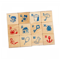Кубики деревянные «Алфавит и рисунок», 12 элементов