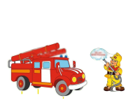 Композиция уличных фигур "Пожарный и пожарная машина"