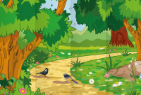 Декорация (задник сцены) "Весна в лесу"