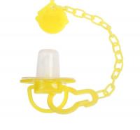 Пустышка силиконовая классическая с держателем и колпачком (от 0 до 6 мес.) жёлтый