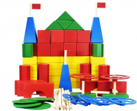 Конструктор Поликарпова 75 элементов, деревянный напольный пустотелый, 2 фанерных коробки