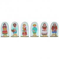 Набор кукол на подставке "Семья русская" 6 шт. материал - фанера