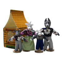 Театр "Волк и козлята", 4 персонажа, с домиком